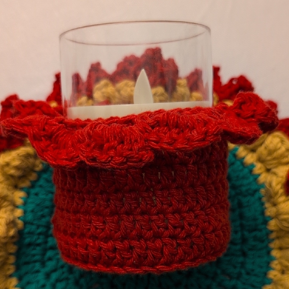 HANDMADE Colorful Crochet Candle Holder - Picture 5 of 11